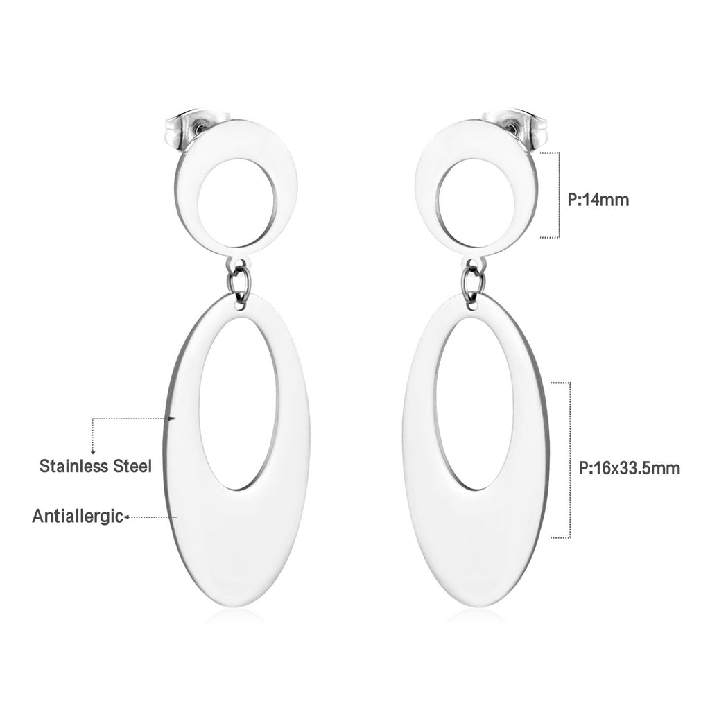 Damen Ohrringe mit elegantem, doppellagigem Rechteckdesign aus Edelstahl und goldplattierter Oberfläche Shop Nory