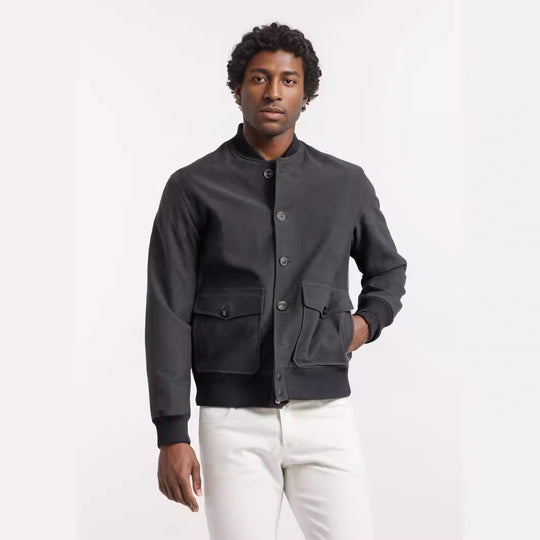 Herren Kurzjacke im Bomberstil mit Knopfverschluss und Pattentaschen Shop Nory
