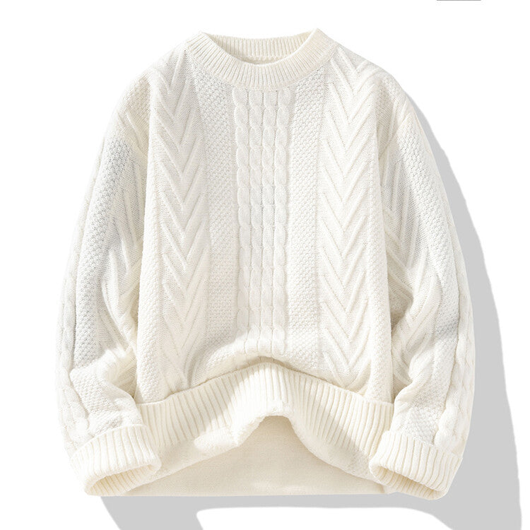 Herren Grobstrickpullover mit Zopfmuster und lässigem Schnitt