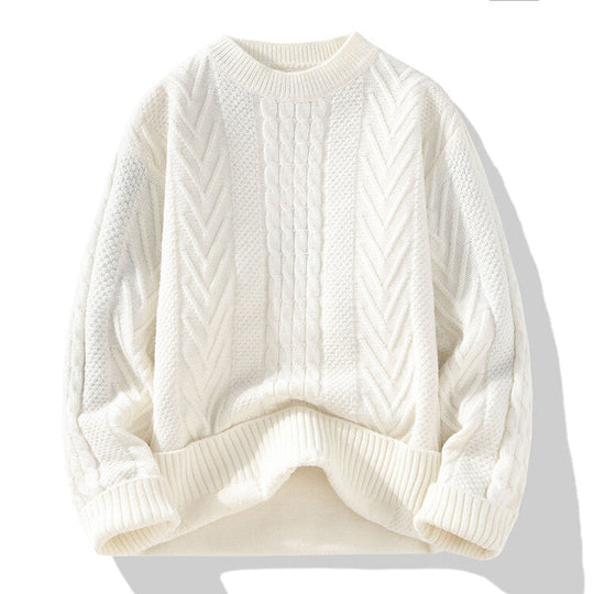 Herren Grobstrickpullover mit Zopfmuster und lässigem Schnitt