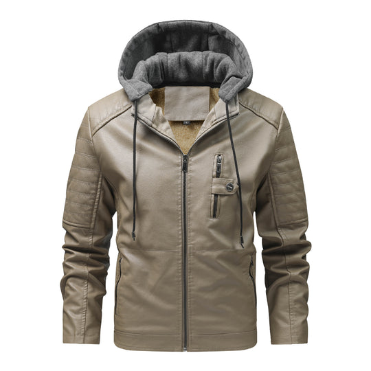 Herren Lederjacke mit abnehmbarer Kapuze Shop Nory