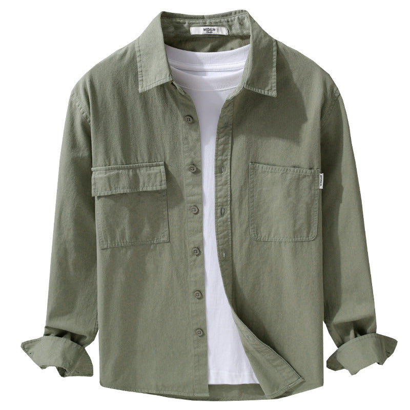 Herren Casual-Hemdjacke aus schwerem Baumwoll-Twill mit asymmetrischen Brusttaschen und kastigem Schnitt Shop Nory