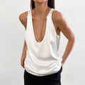 Frauen Satin U Hals T-Shirt Ärmelloses Top
