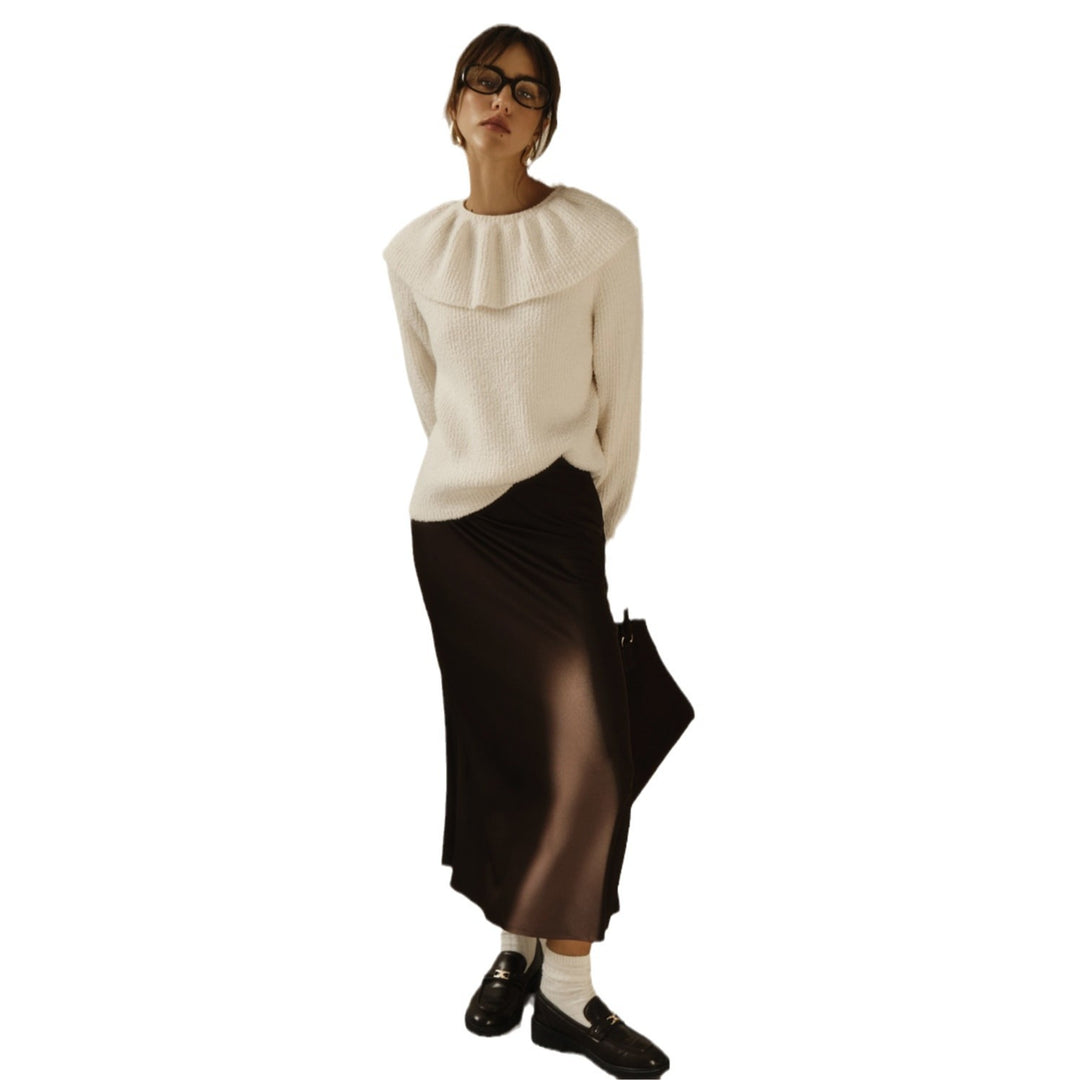 Damen Pullover mit weitem Rollkragen und Volantärmeln Shop Nory