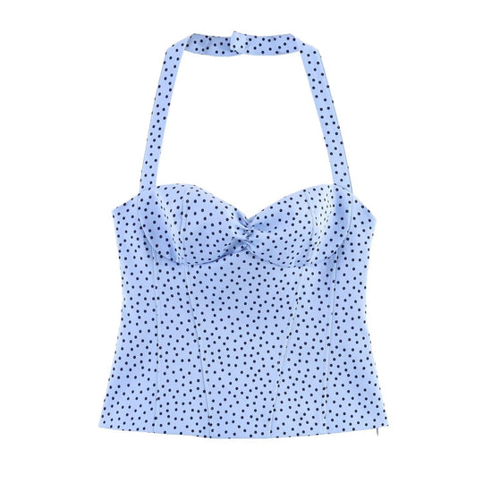 Damen Corsage-Top mit verstellbaren Trägern und verspieltem Punkten-Design Shopnory