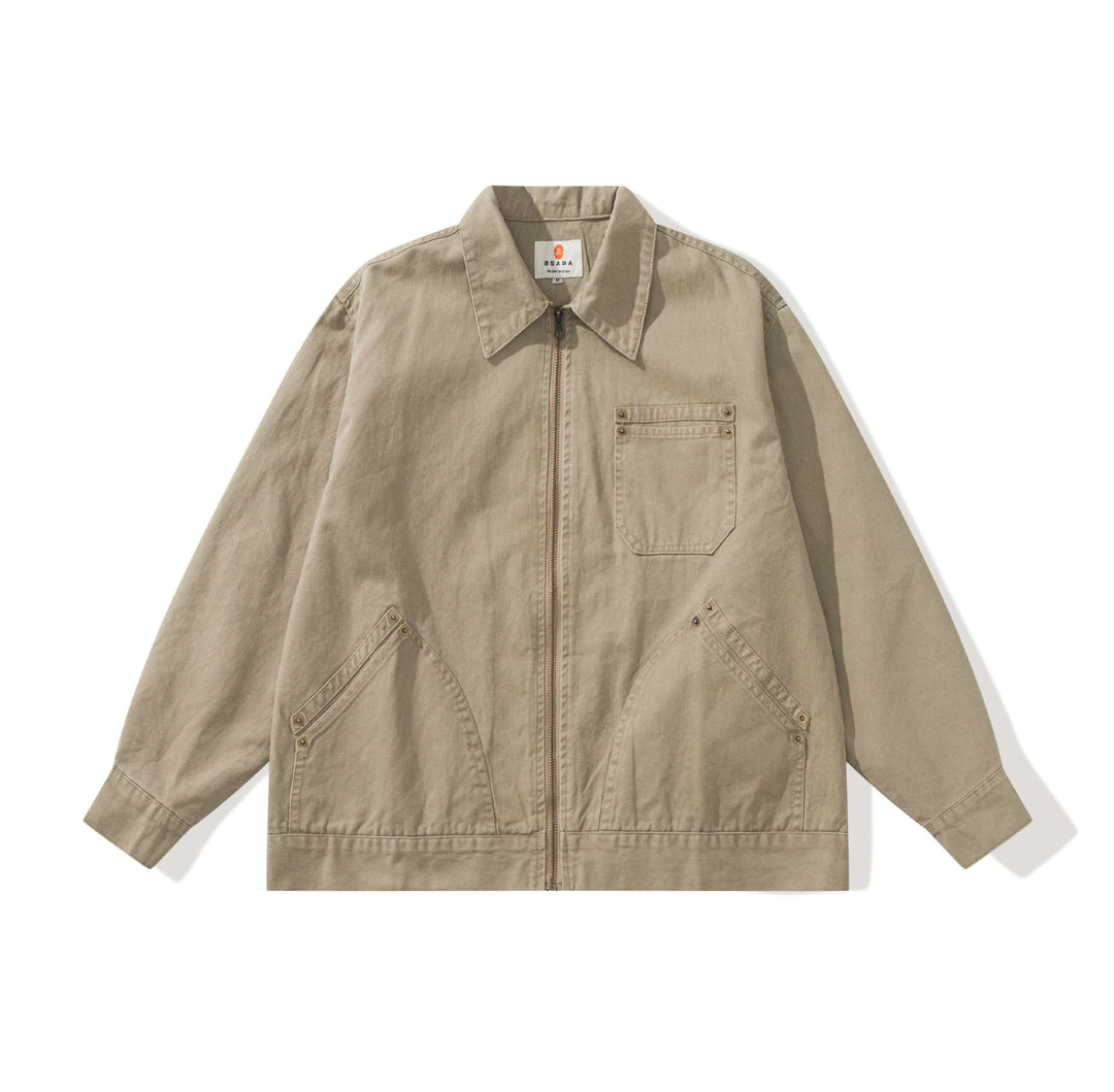 Unisex Boxy-Workerjacke aus robustem Twill mit Metallreißverschluss und Multitaschen Shop Nory