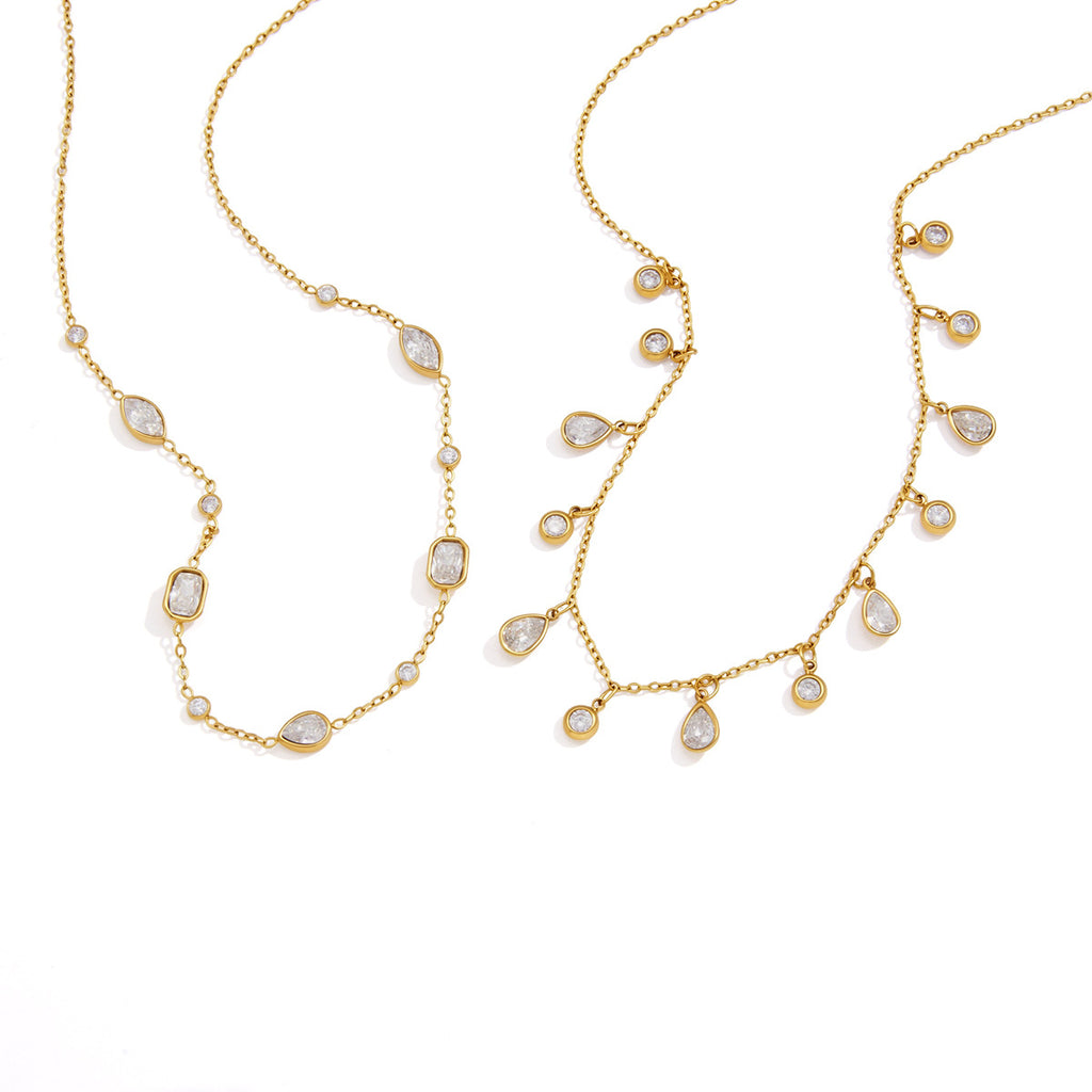 Damen Edelstahl Halskette mit funkelnden Kristalldetails Shop Nory