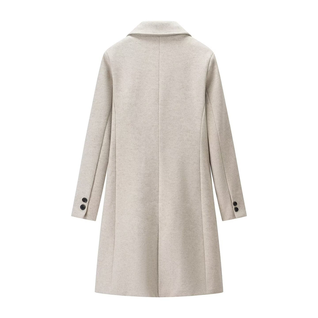 Damen Eleganter Longline-Wollmixmantel mit Reverskragen und Leistentaschen Shop Nory