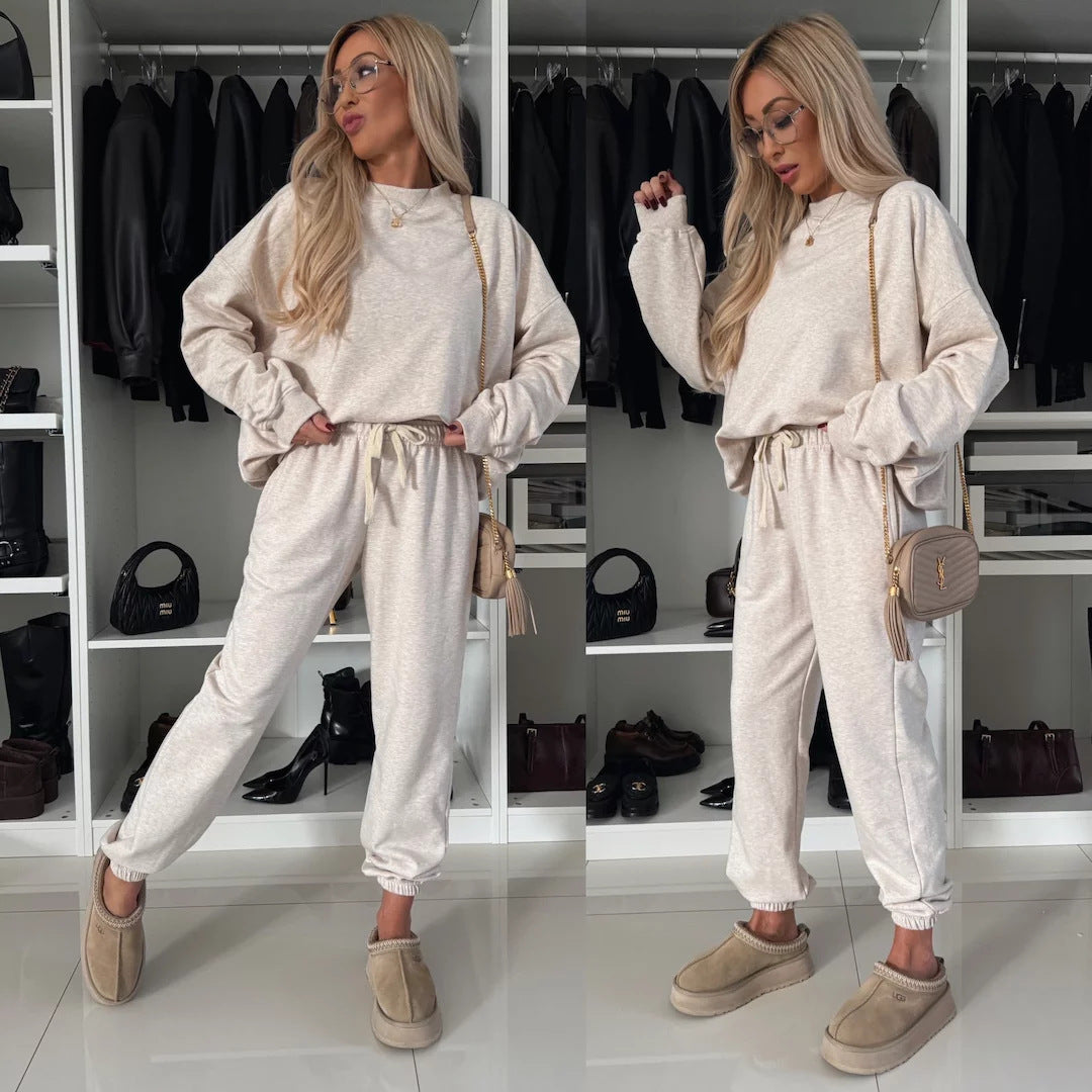 Damen weiches Lounge-Set aus Baumwollmix mit Tunnelzug und elastischen Bündchen Shop Nory