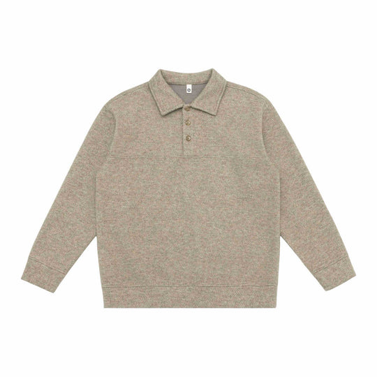 Unisex Feinstruktur-Polokragenpullover mit halber Knopfleiste und geripptem Saum Shop Nory