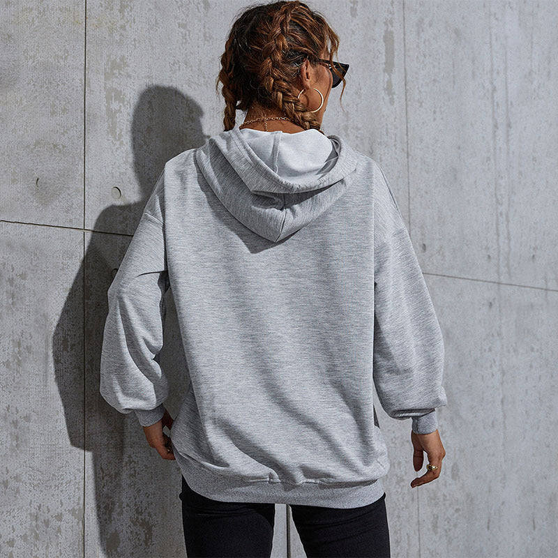 Damen Oversize-Kapuzenpullover mit Kängurutasche und Schmetterling-Stickerei Shop Nory