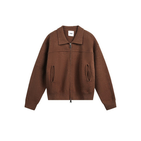 Herren Gestrickte Zipjacke mit Hemdkragen, Rippbündchen und verdeckten Eingrifftaschen Shop Nory