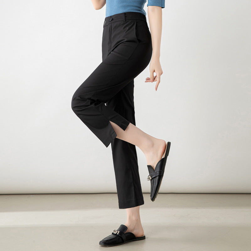 Damen elegante Cropped Stoffhose