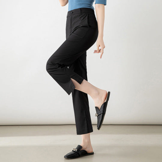 Damen elegante Cropped Stoffhose