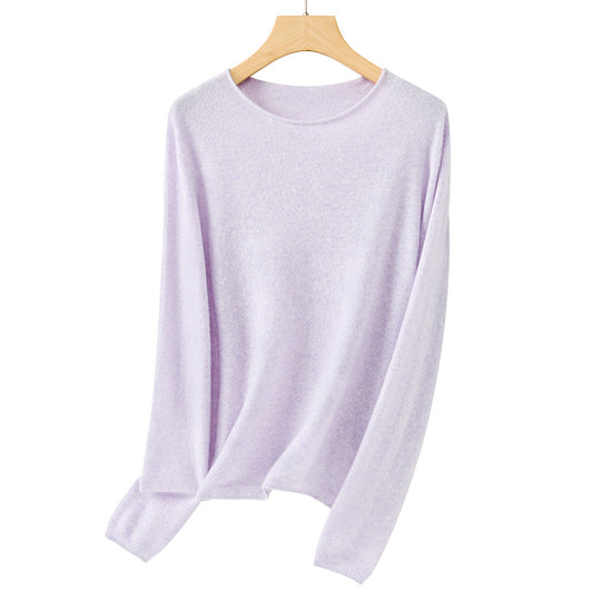 Damen Feiner ultraleichter Rundhalspullover aus Mikrofaser-Feinstrick mit minimalistischer Silhouette Shop Nory