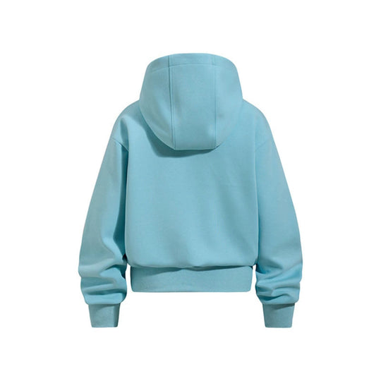 Damen Gekürzte Kapuzen-Sweatjacke mit Reißverschluss, gefütterter Kapuze und Rippbündchen Shop Nory