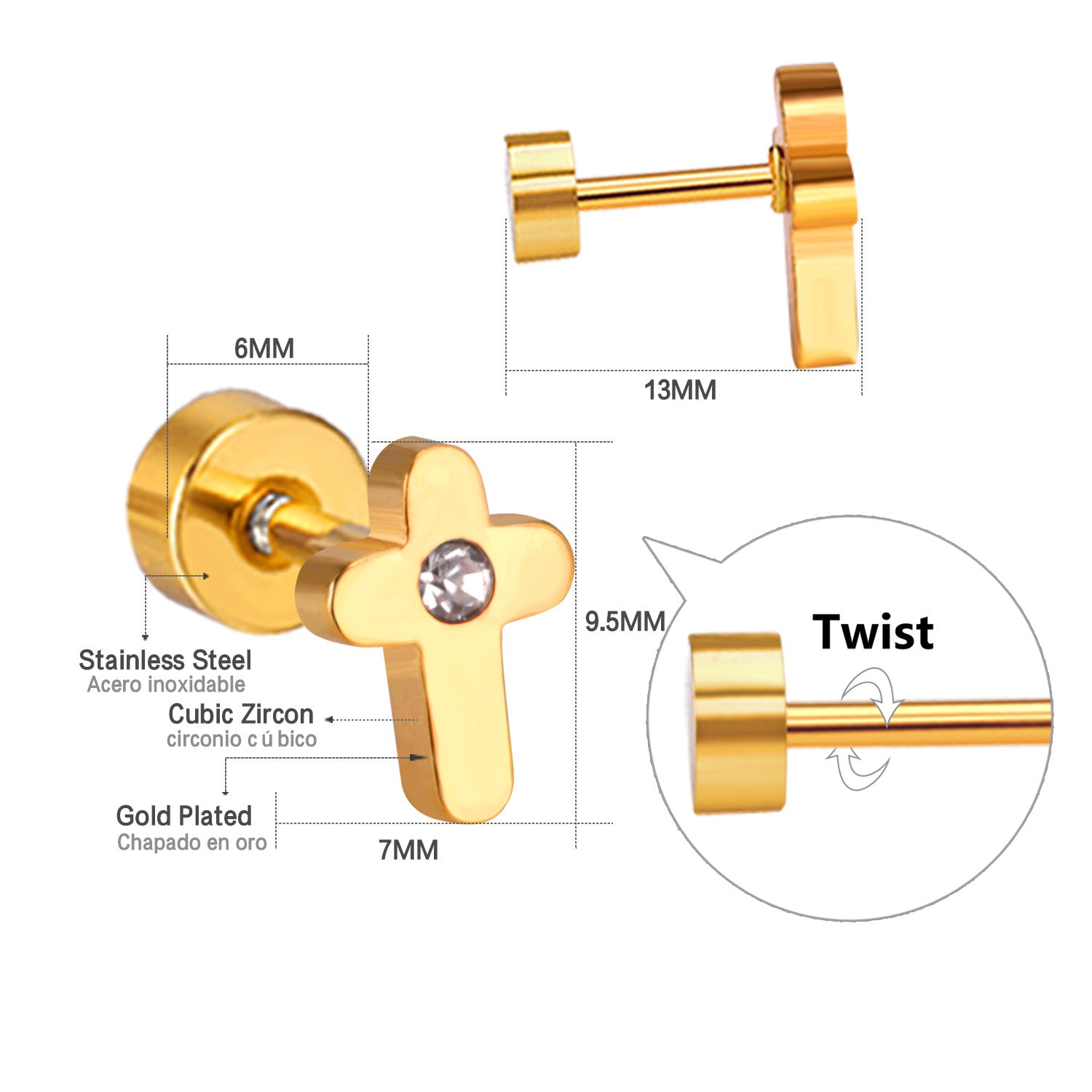 Damen Ohrstecker im Kreuzdesign mit Zirkonia Shop Nory