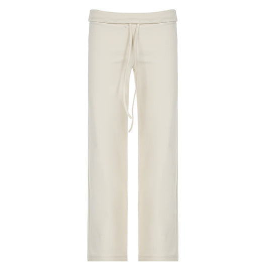 Damen nan weiche Highwaist-Loungehose aus Baumwollmix mit elastischem Komfortbund, Bindekordel und geradem Bein Shop Nory