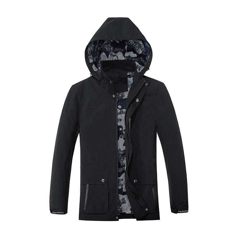 Herren Kapuzen-Parka im Canvas-Utility-Stil mit Camouflage-Innenfutter Shop Nory