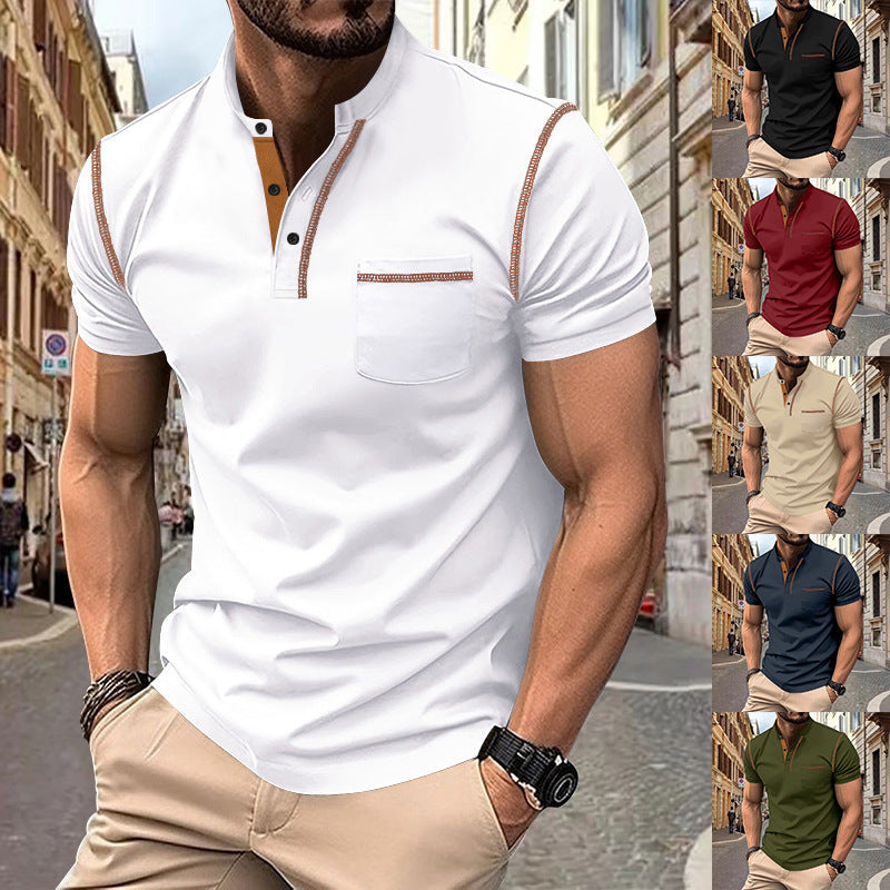 Herren shirt mit modernem Henley-Kragen und praktischen Brusttasche ShopNory