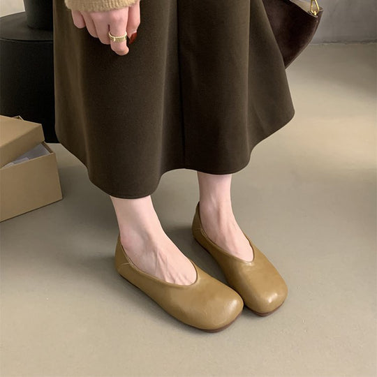 Damen bequeme Ballerinas aus hochwertigem Leder mit flexibler Sohle Shopnory