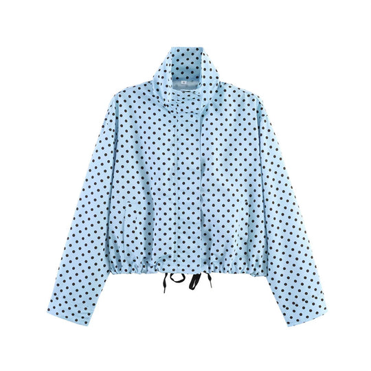 Damen Gekürzte Punkte-Utility-Jacke mit Stehkragen und Tunnelzug Shop Nory