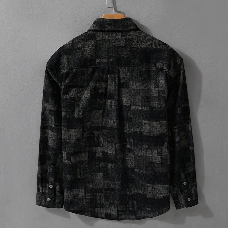Herren Strukturiertes Hemdjacke-Overshirt aus Baumwollmischung mit geometrischem Print Shop Nory