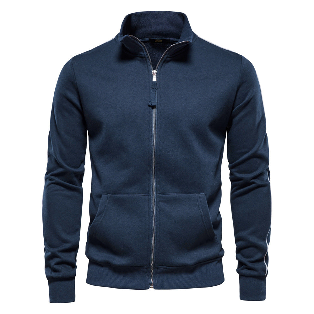 Herren Sweatjacke mit hohem Kragen und durchgehendem Reißverschluss