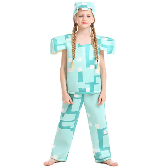 Mädchen Minecraft Kostüm mit geometrischem Muster und lässiger Passform Shop Nory