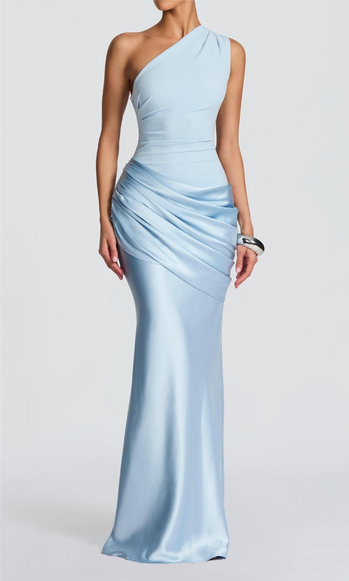 Damen Elegantes One-Shoulder Maxikleid mit raffinierten Drapierungsdetails