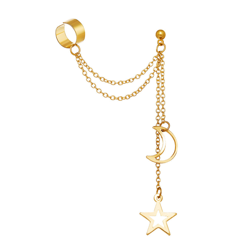 Damen Ohrcuff mit Kette und mondförmigen Anhängern Shop Nory