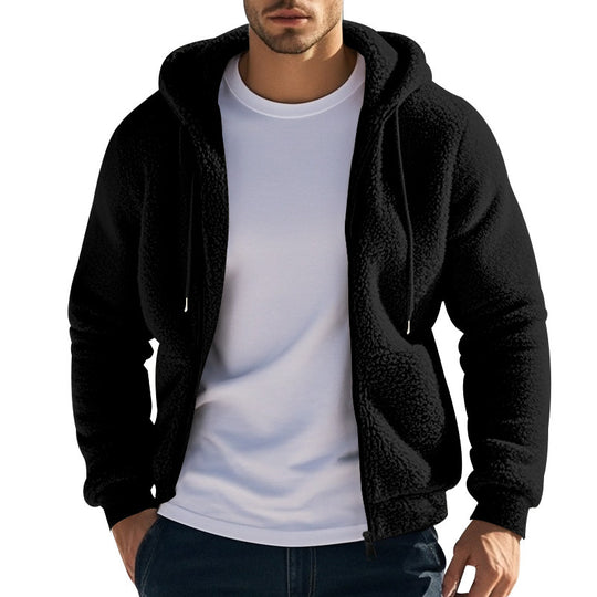 Herren nan Teddyfleece Kapuzenjacke mit Frontreißverschluss und Eingrifftaschen Shop Nory