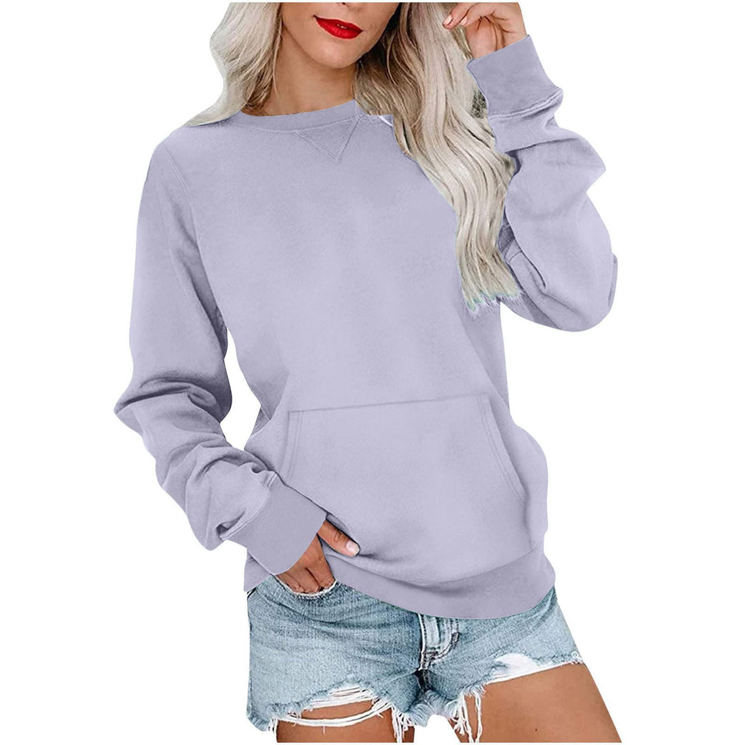 Damen Lockeres Sweatshirt mit Rundhalsausschnitt und Kängurutasche Shop Nory