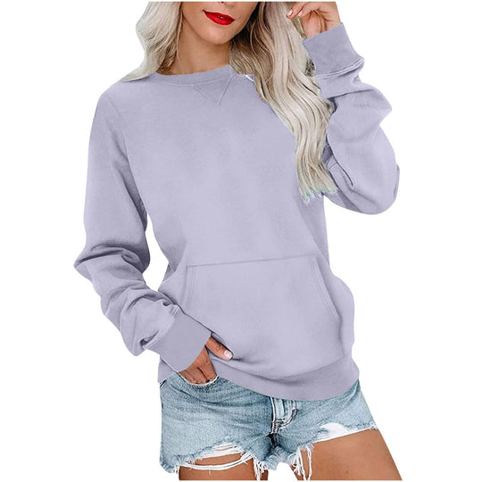 Damen Lockeres Sweatshirt mit Rundhalsausschnitt und Kängurutasche Shop Nory