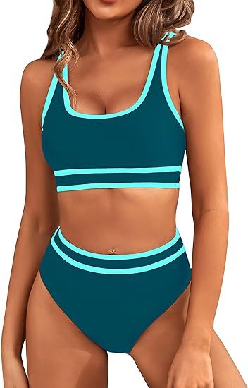 Damen Sportlicher Hochgeschnittener Bikini Shopnory