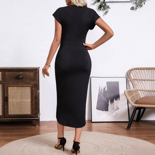 Damen Wickel-Midikleid mit Drapierter Tulpenfront und kurzen Cap-Ärmeln Shop Nory