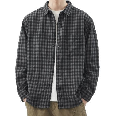 Herren Karierte Overshirt-Hemdjacke aus Baumwollmischung mit Brusttasche und lockerem Schnitt Shop Nory