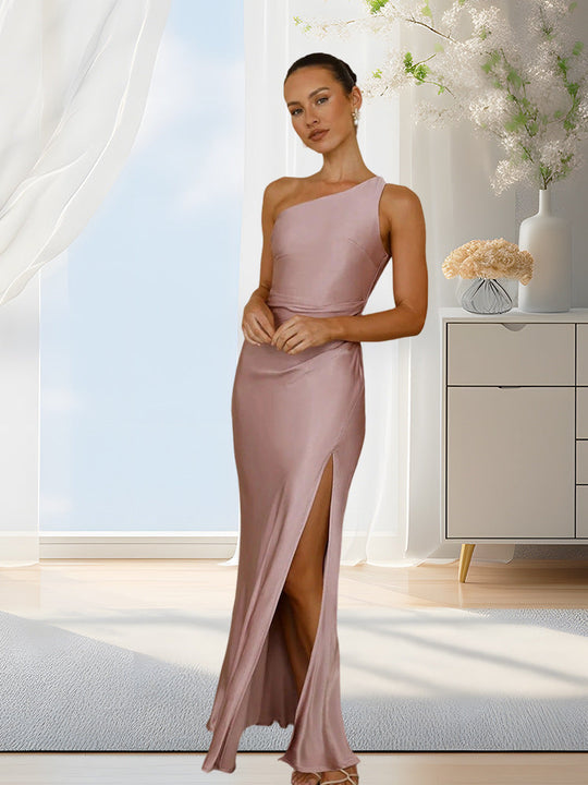 Damen Elegantes Abendkleid mit asymmetrischem Schnitt und hohem Schlitz Shopnory