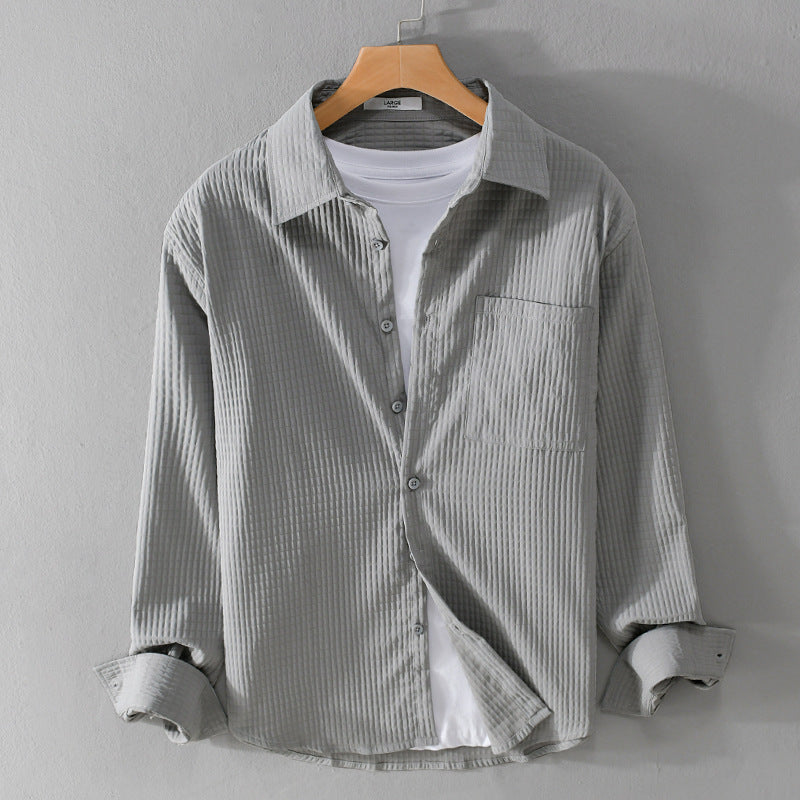Herren Texturiertes Waffelstruktur-Overshirt mit Brusttasche und legerer Passform Shop Nory