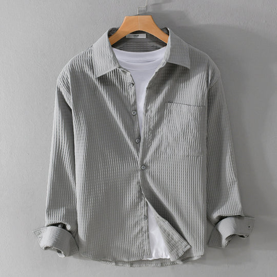 Herren Texturiertes Waffelstruktur-Overshirt mit Brusttasche und legerer Passform Shop Nory