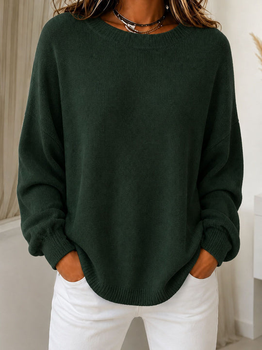 Damen Leichter Cashmere‑Touch Pullover mit Rundhalsausschnitt, überschnittener Schulter und gerippten Bündchen Shop Nory