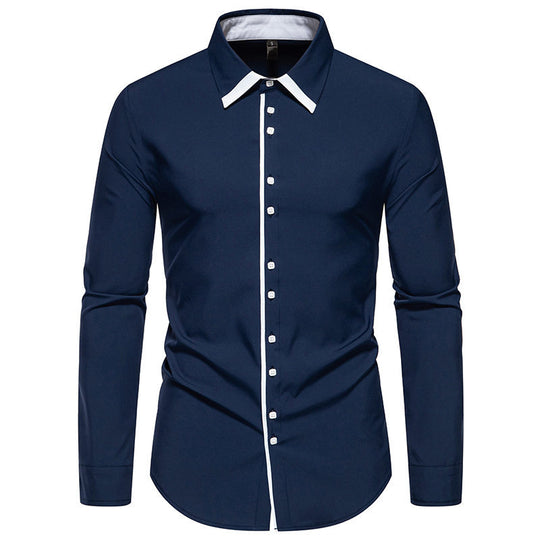 Herren Tailliertes Business‑Hemd mit Kontrastpaspel und Kentkragen Shop Nory