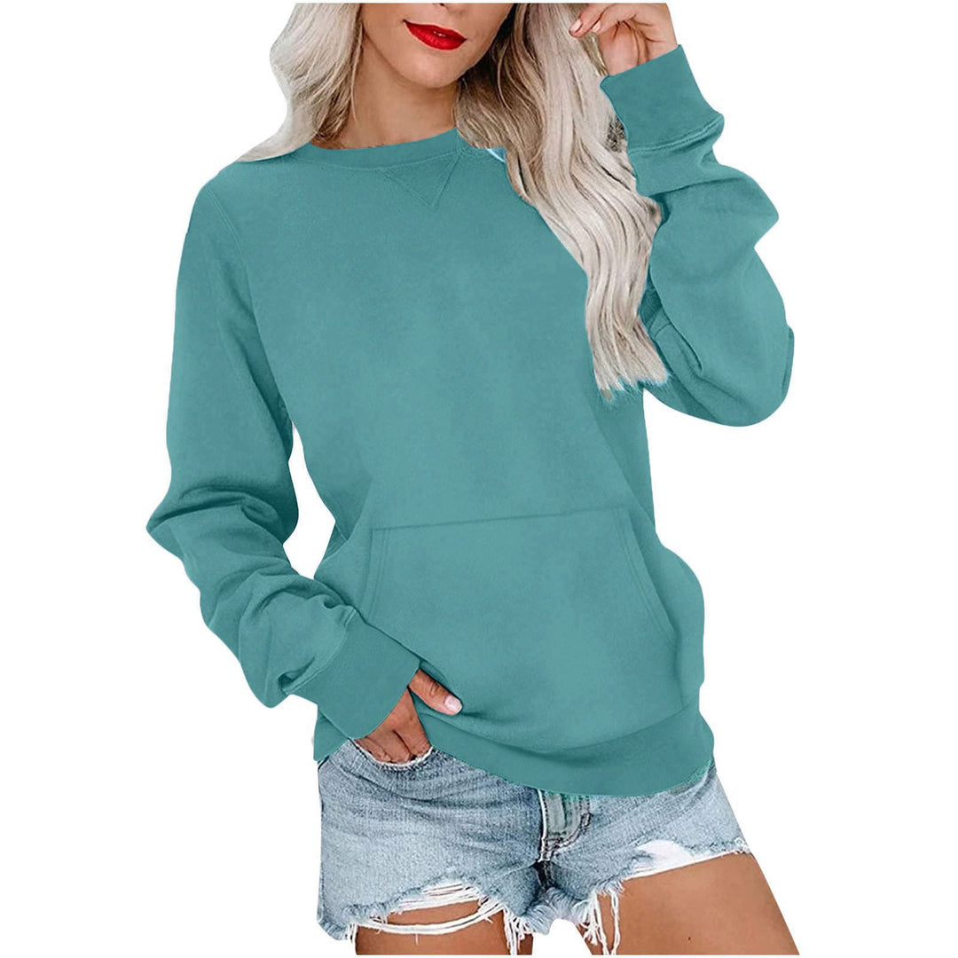 Damen Lockeres Sweatshirt mit Rundhalsausschnitt und Kängurutasche Shop Nory