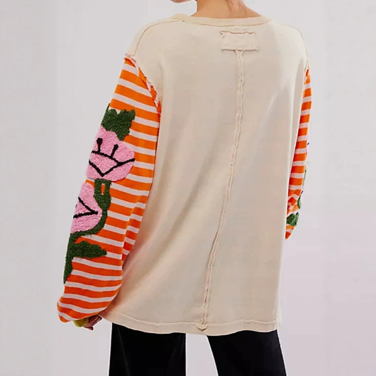 Damen Modischer Sweatshirt mit buntem Grafikdesign