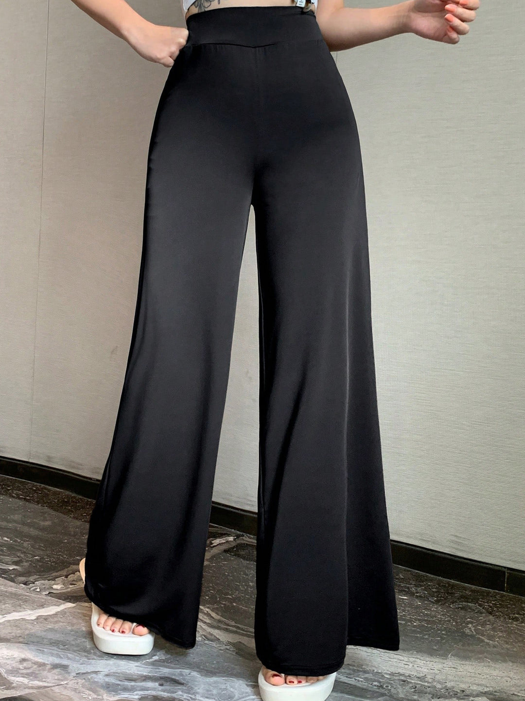 Damen Palazzohose mit hoher Taille und weitem Bein Shop Nory