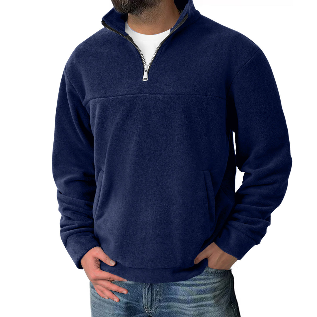 Herren Fleece-Halbzip-Pullover mit Stehkragen und Kängurutasche Shop Nory