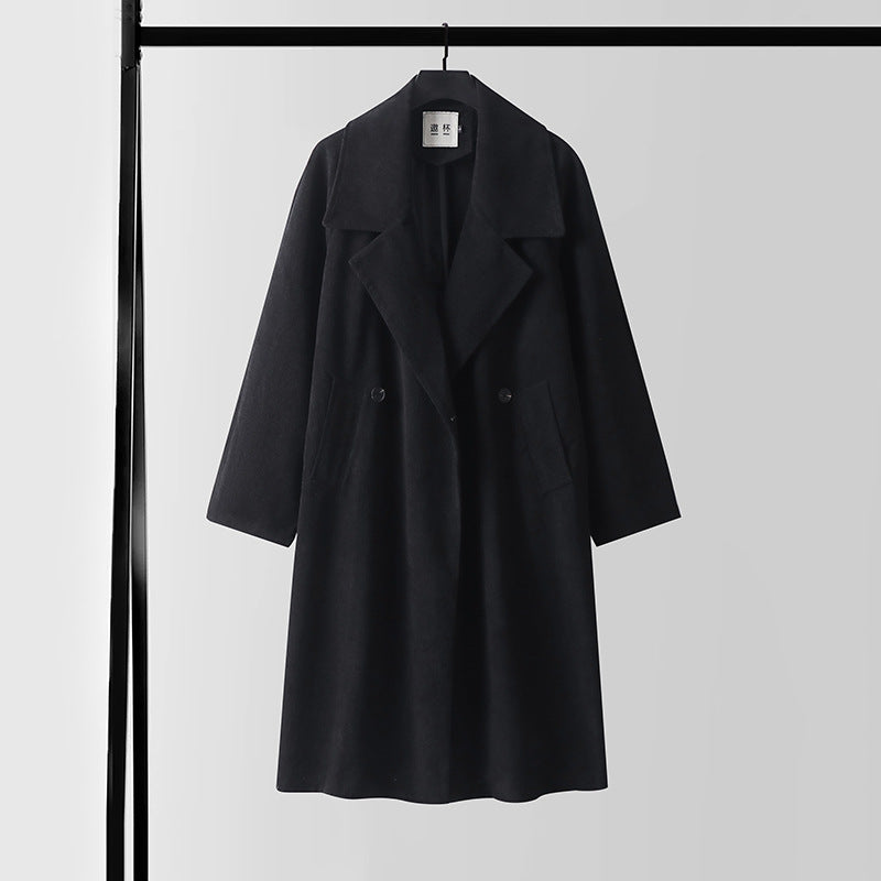 Damen Oversize Wollmix-Mantel mit breitem Revers und verdeckter Doppelknopfleiste Shop Nory