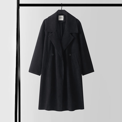 Damen Oversize Wollmix-Mantel mit breitem Revers und verdeckter Doppelknopfleiste Shop Nory