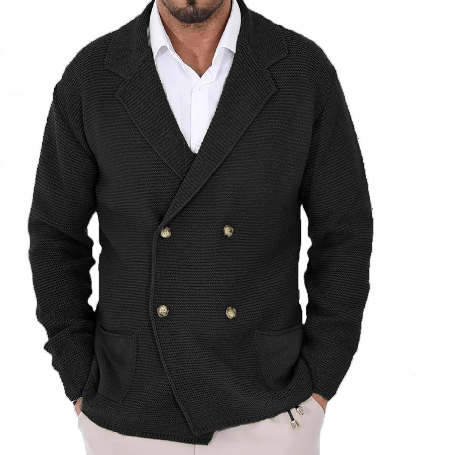 Herren Strickjacke mit doppelter Knopfleiste und modernen Taschen