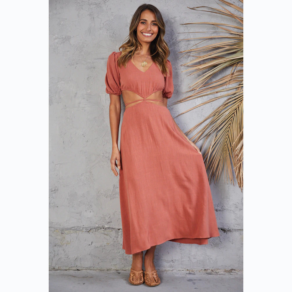 Damen Maxikleid mit kreativen Cut-Outs Shopnory
